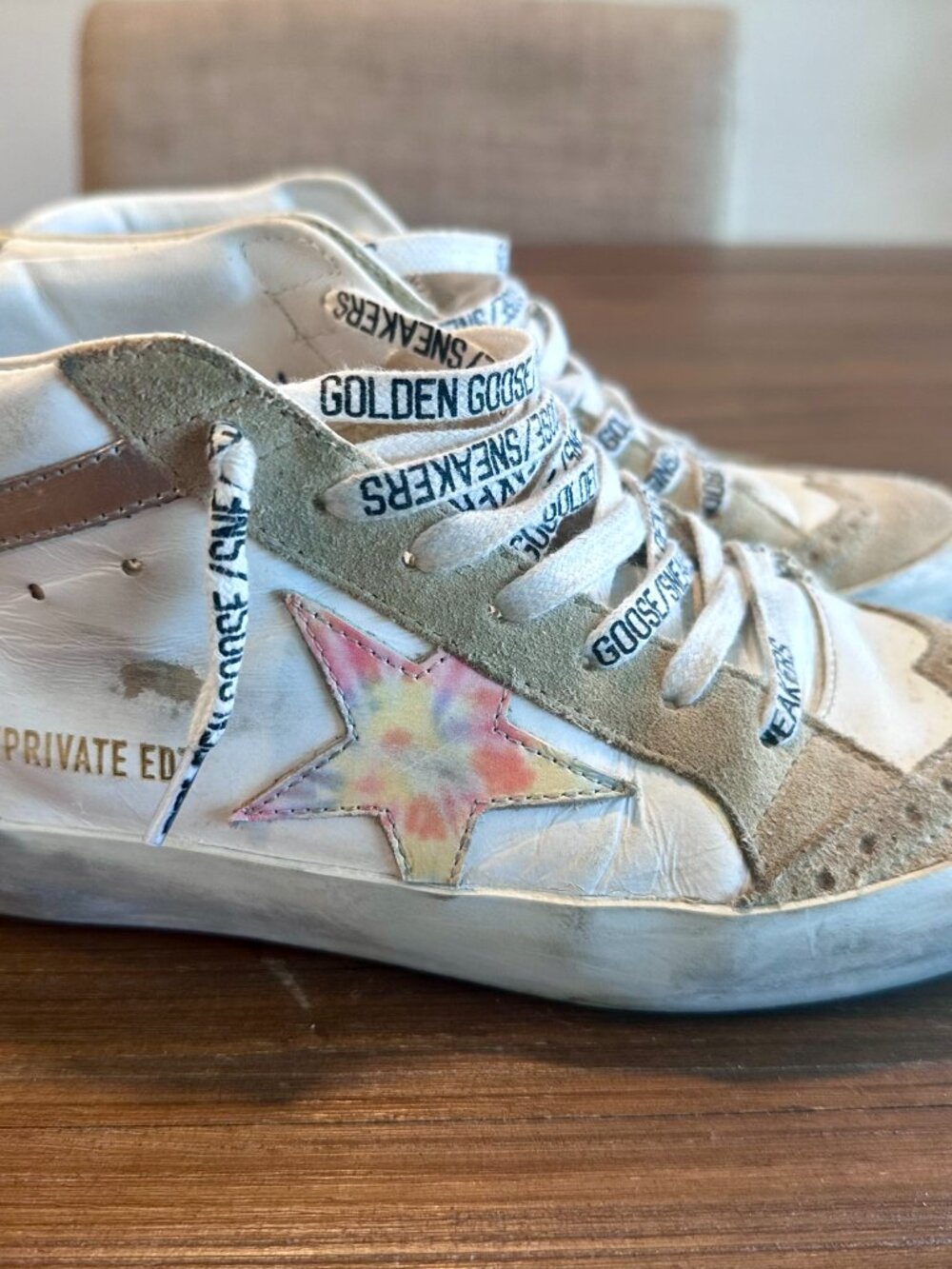 Golden Goose Francy High Top Sneakers White Leather Tan Suede Size 36/6 - Picture 4 of 16